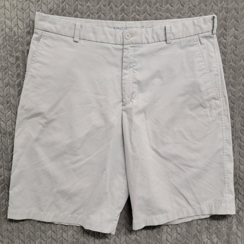 Nike Golf Dri‎ Fit White Gray Stripes Stretch Shorts Men's Size 38